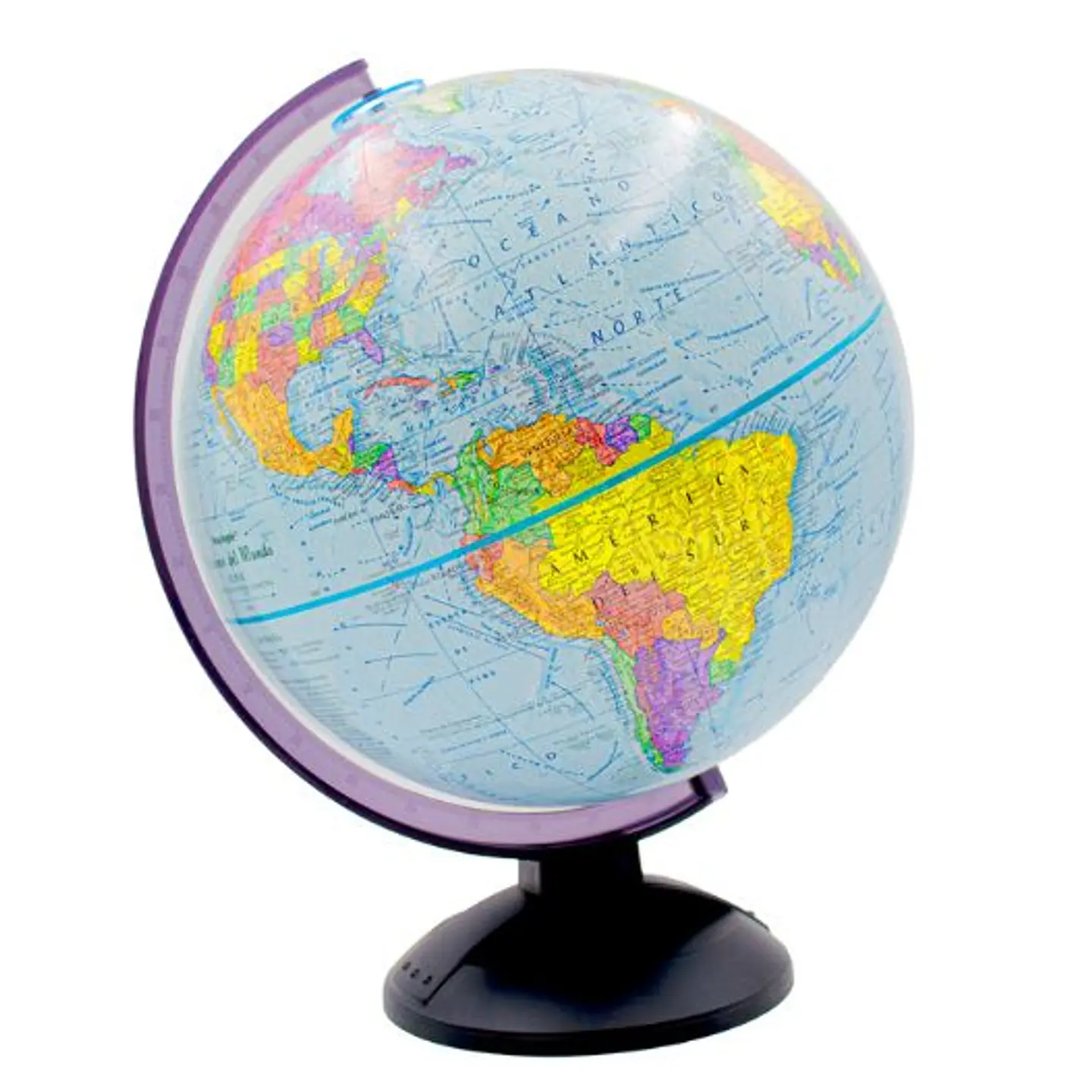 Globo Terraqueo Azul Base Y Arco Plastico 30 Cm 1