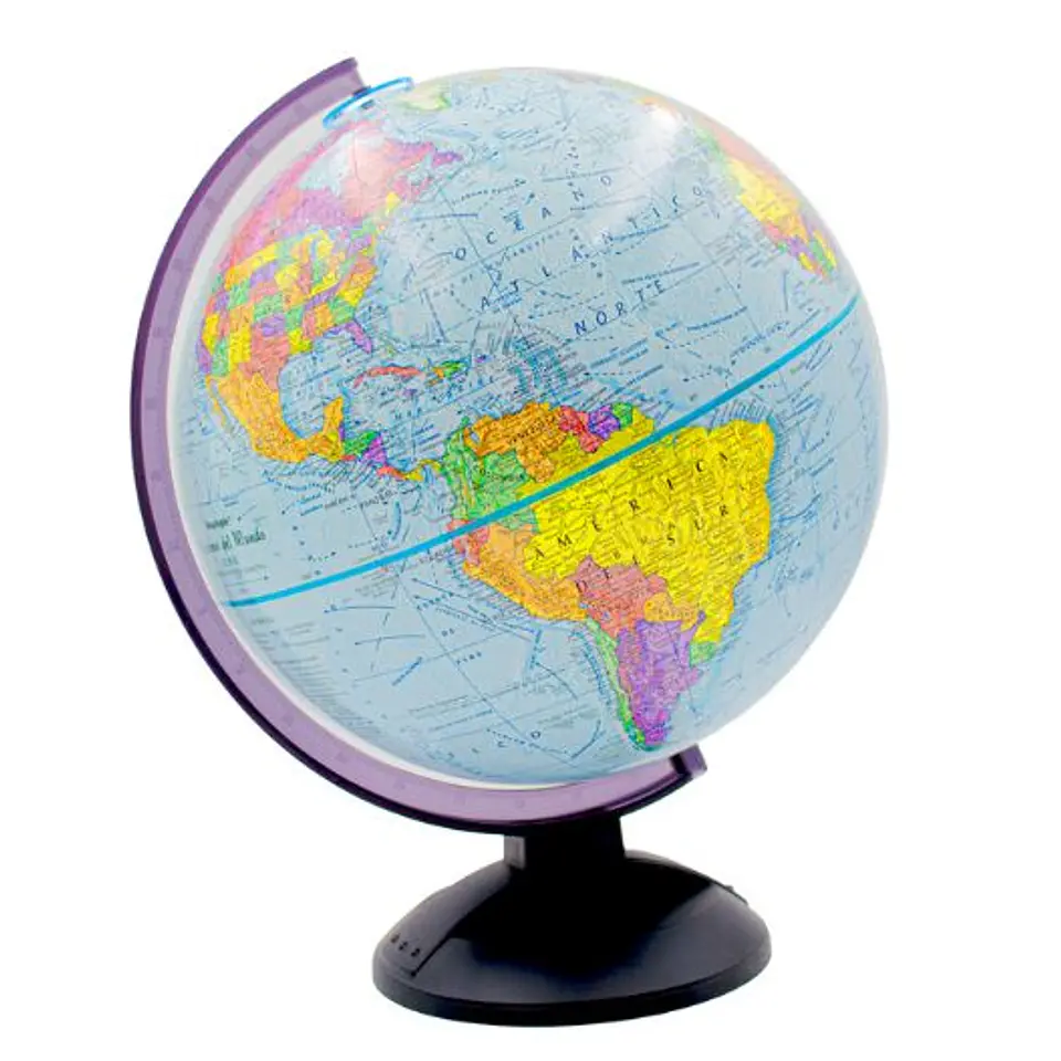 Globo Terraqueo Azul Base Y Arco Plastico 30 Cm 1