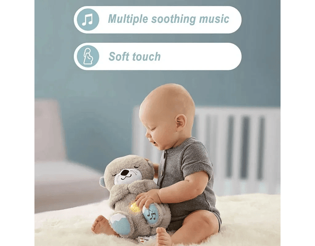 Breathing Cute Otter Soothes Plush Baby Sleep Doll Small Gift Doll Sleep Artifact breathing teddy bear otter with lights