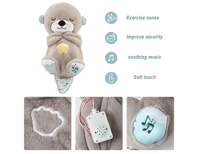 Breathing Cute Otter Soothes Plush Baby Sleep Doll Small Gift Doll Sleep Artifact breathing teddy bear otter with lights