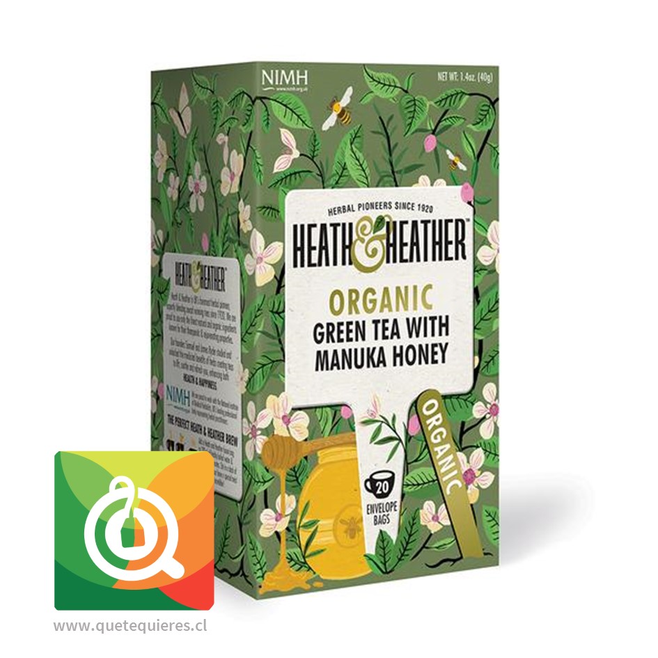 Heath & Heather Té Verde Orgánico Con Miel Manuka