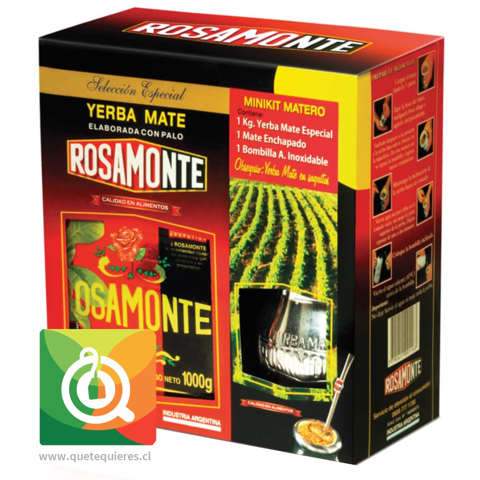 Rosamonte Kit Matero (Yerba Mate, Matero y Bombilla) - Image 1