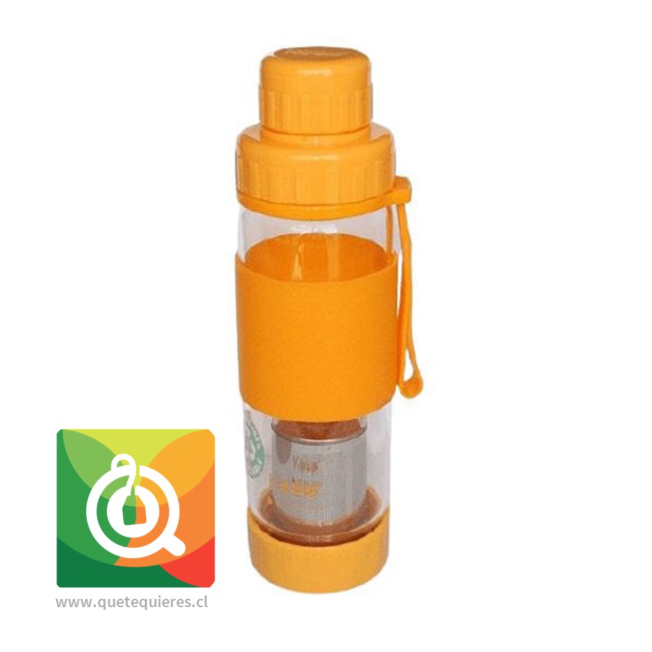 Keep Botella de Vidrio Infusora de Té y Hierbas Naranja