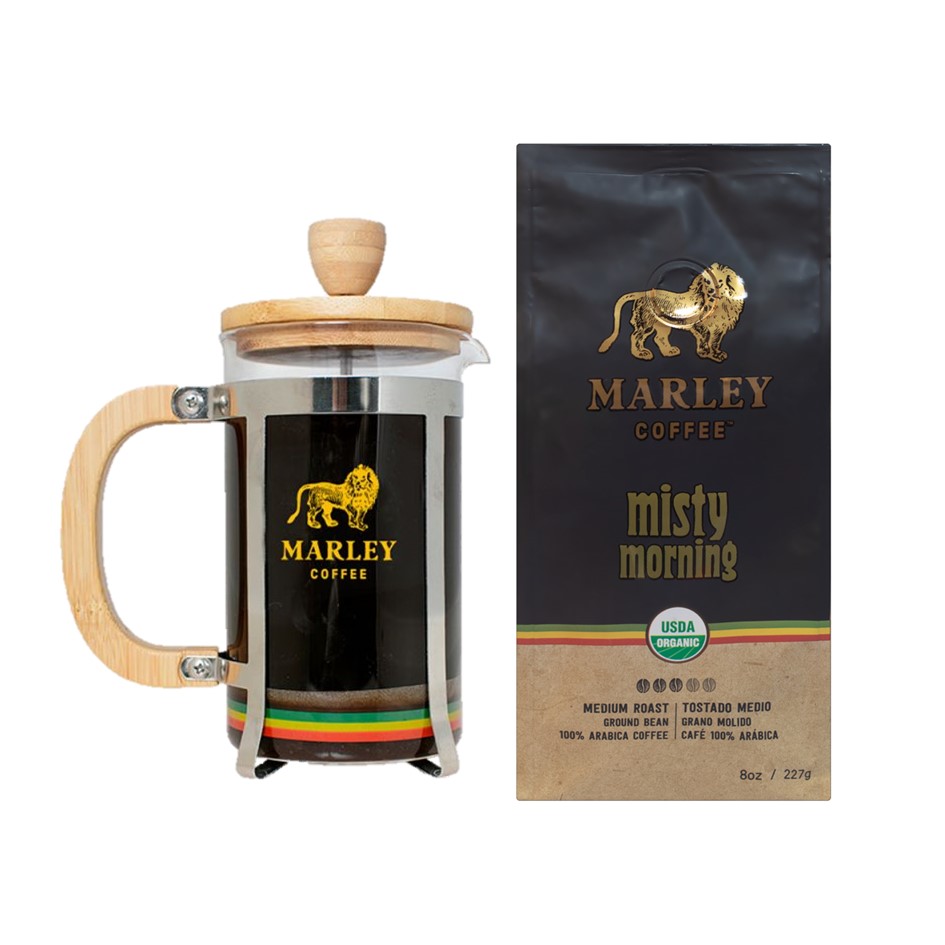 Pack Marley Coffee Prensa Francesa 600 ml + Café Molido Mistic Morning