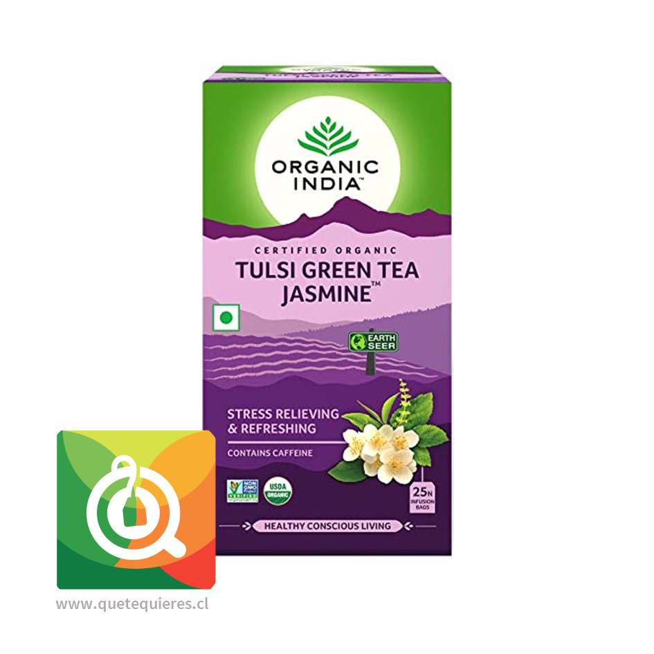 Organic India Tulsi Jasmin Green 25 bolsitas | Qué Té Quieres