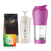 Pack Pressca Cafetera Portatil Morado + Espumador + Marley Coffee Café One Love 