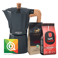 Pack Oroley Cafetera Italiana New Dakar Nature + Marley Coffee Café One Love + Café Caribe Italianisimo 