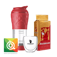 Pack Hausbrandt Café Molido + Vaso 250 ml + Pressca Cafetera Portatil 