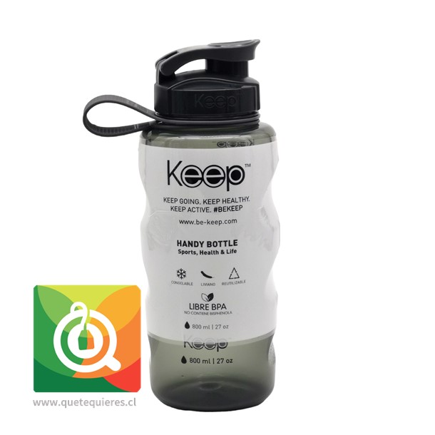 Keep Botella de agua Anatómica Negro 800 ml - Color nuevo 