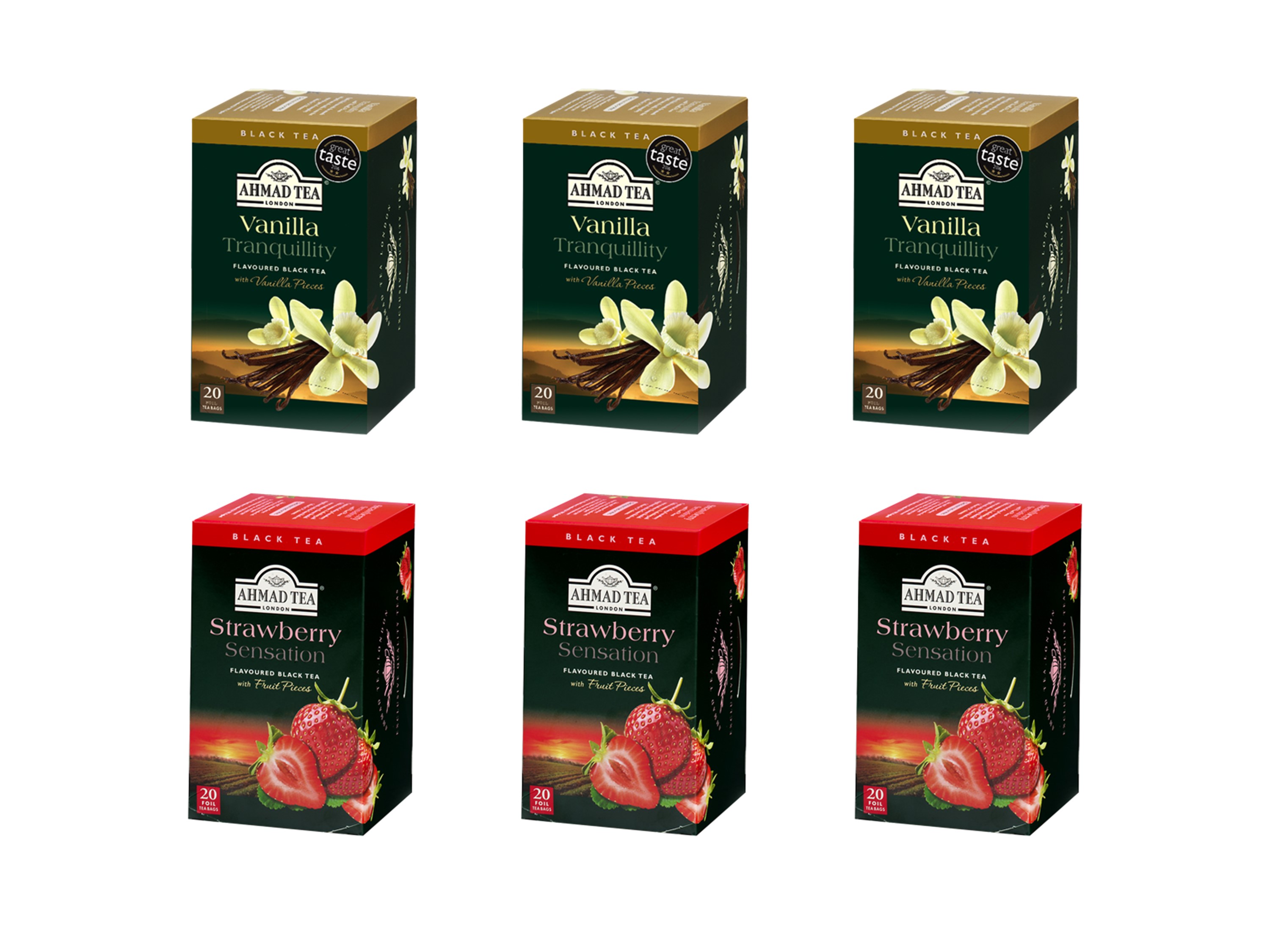 Ahmad Té Negro Vainilla Y Té Negro Frutilla Pack 6 