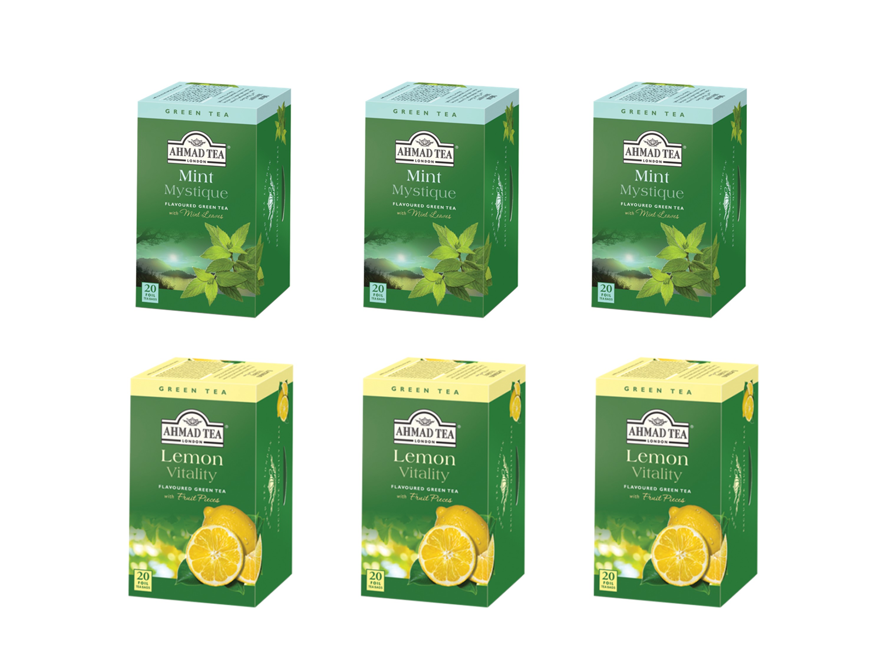 Ahmad Té Verde Menta y Té Verde Limón Pack 6 