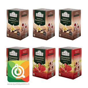 Ahmad Té Negro Vainilla Y Té Negro Frutilla Pack 6 