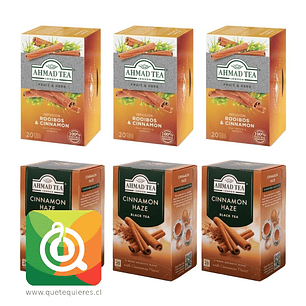 Ahmad Té Negro Canela e Infusión Rooibos Canela Pack 6 