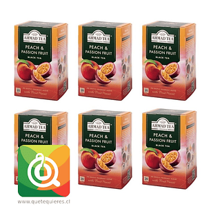 Ahmad Té Negro Durazno Maracuya 20 bolsitas Pack 6 