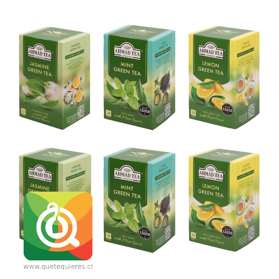 Ahmad Té Verde Surtidos Jazmín / Menta / Limón Pack 6  1
