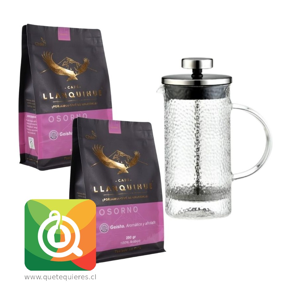 Pack Café Llanquihue Café Molido Osorno Black 250 g x2 + Cafetera Oroley Émbolo Udine 600 ml 1
