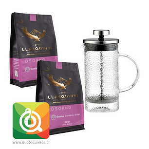 Pack Café Llanquihue Café Molido Osorno Black 250 g x2 + Cafetera Oroley Émbolo Udine 600 ml