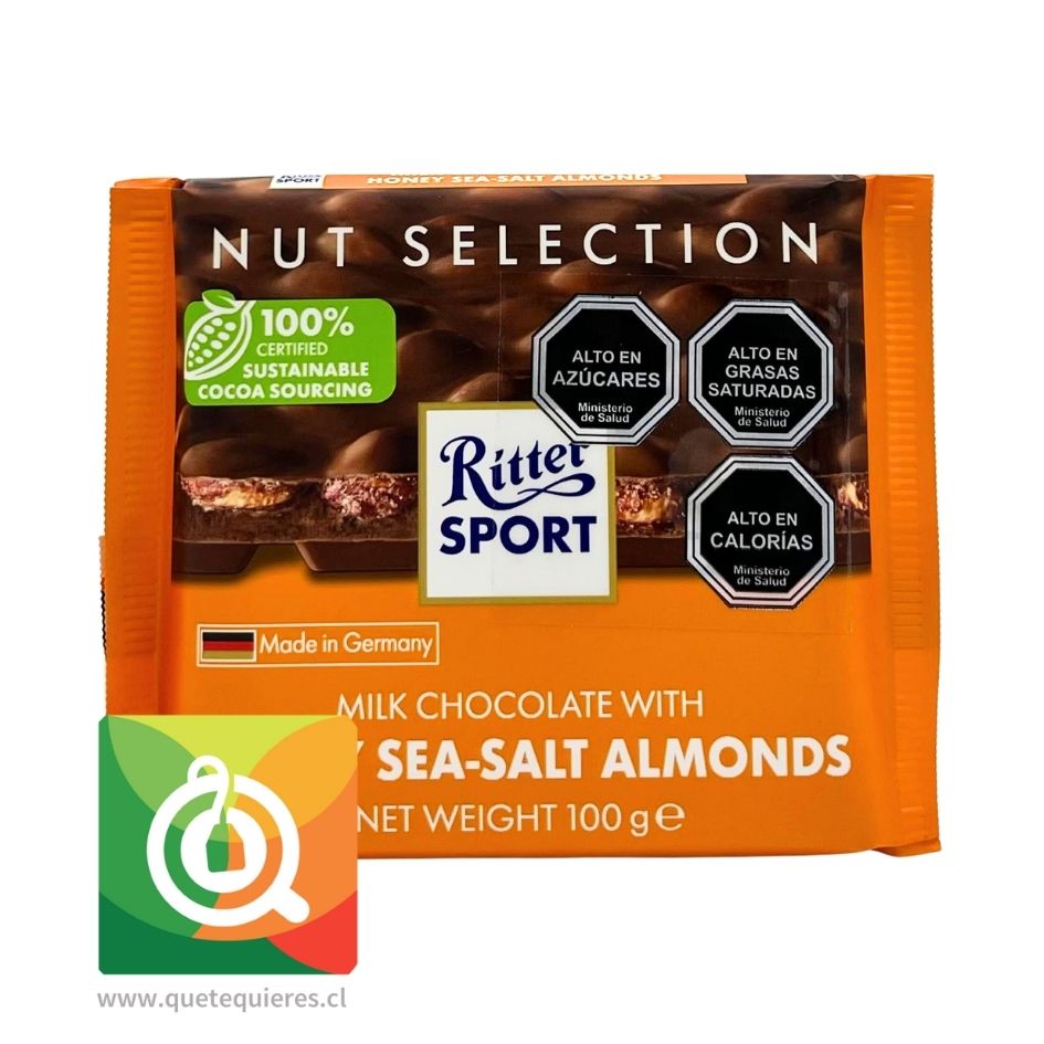 Ritter Sport Chocolate con Leche, Almendras Tostadas Saladas y Sabor a Miel 100 gr 1