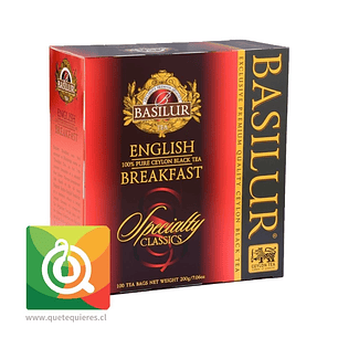 Basilur Té Negro English Breakfast – 100 Bolsitas (sin sobres)