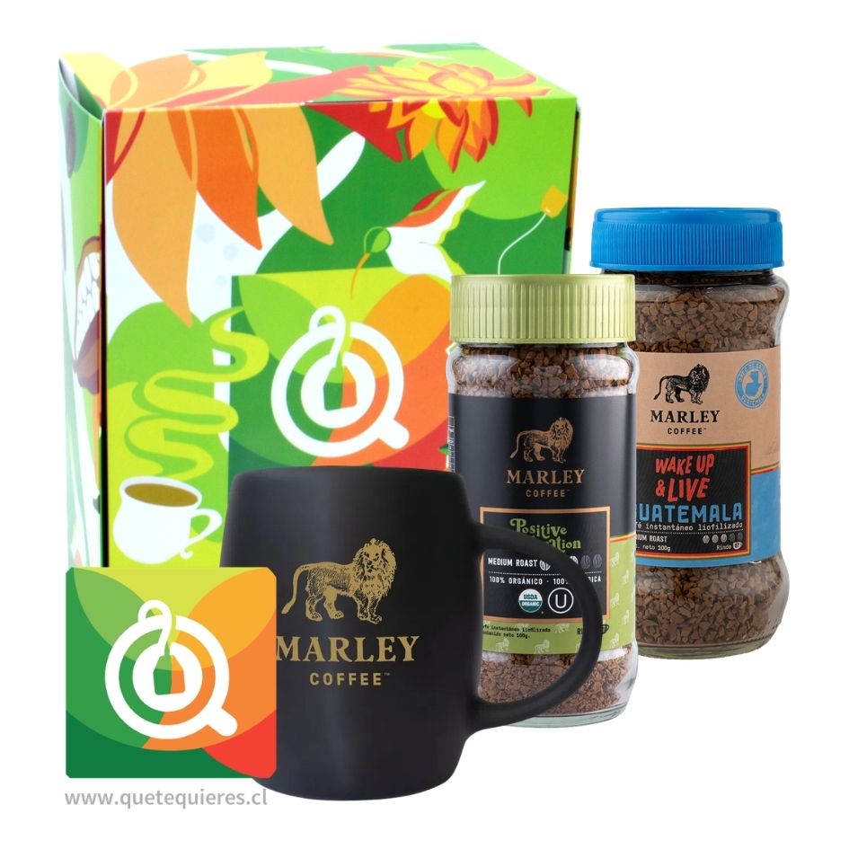Pack Marley Coffee Café Liofilizado Positive Vibration & Wake Up & Live Guatemala 2 Café + Taza con Caja de Regalo QTQ 1