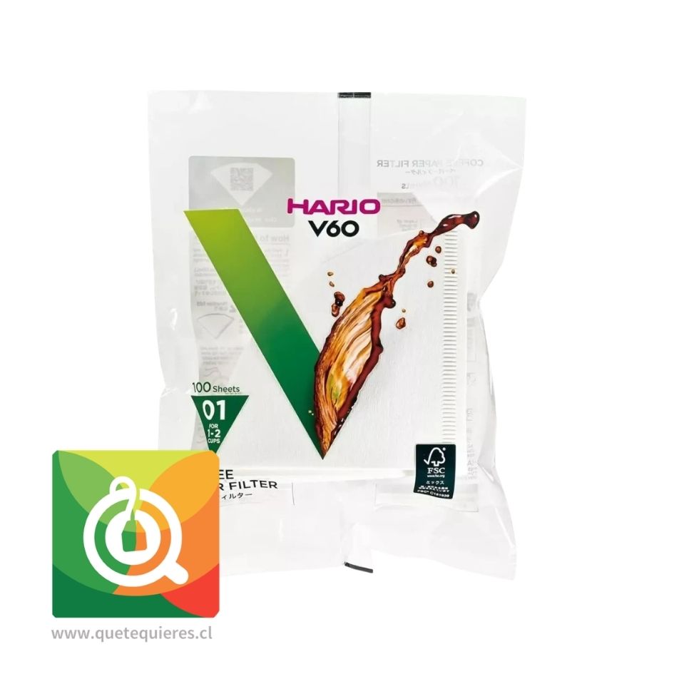 Hario Filtro de Papel V60-01 Blanco (100 unid) 1