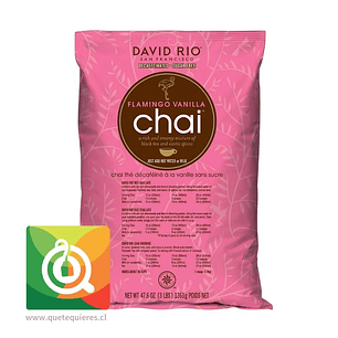 David Rio Té Negro Chai Instantáneo Clásico Descafeinado Sin Azúcar - Flamingo Vanilla 1,3 Kg