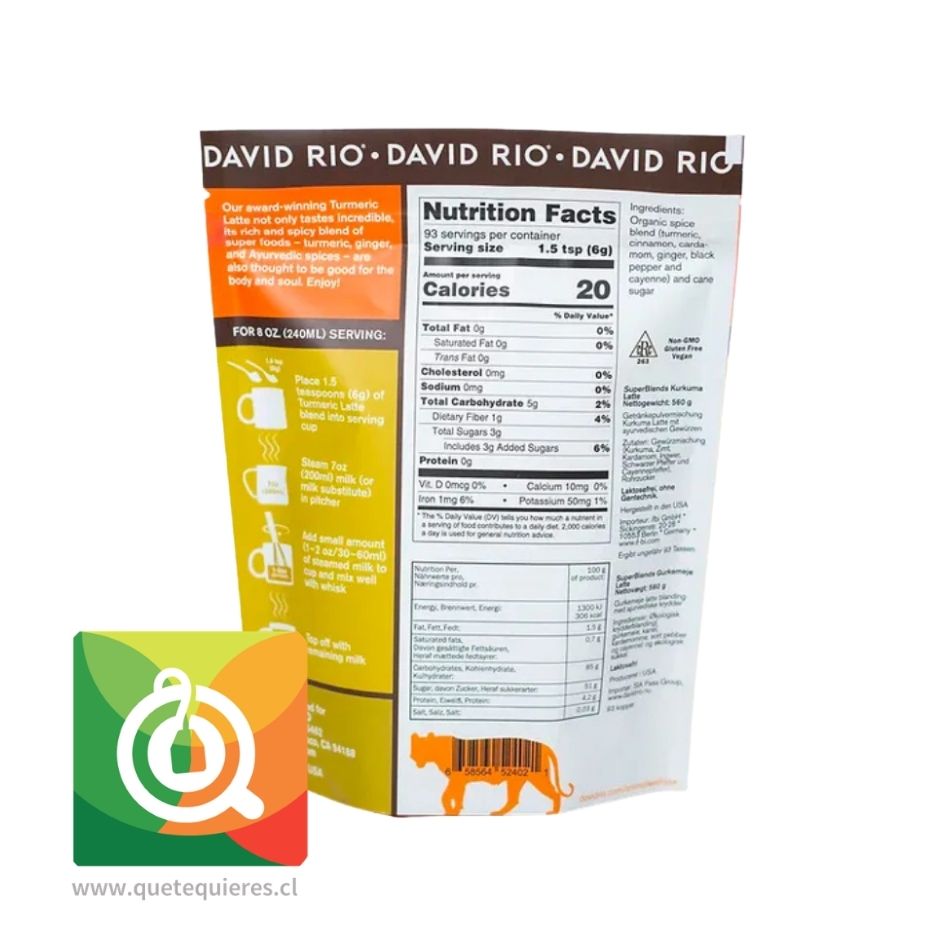 David Rio Base de Cúrcuma - Turmeric Latte 560 gr 2