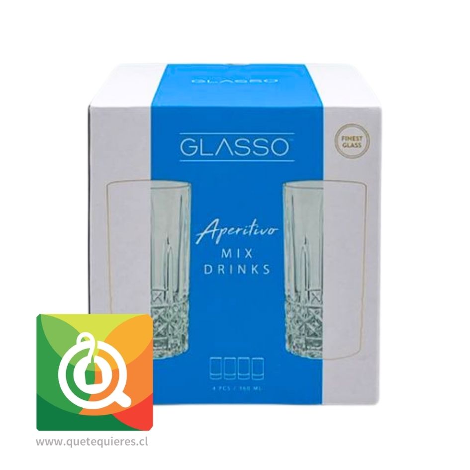 Glasso Set 4 Vasos Mix Drinks Vintage  2