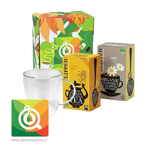 Pack Infusión Clipper Manzanilla y Té Negro Chai Clipper + Tazón Doble Pared Glasso con Caja Regalo QTQ