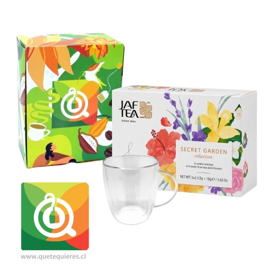 Pack Jaf Tea Secret Garden Collection + Tazón Doble Pared Glasso 470 ml con Caja Regalo QTQ 1