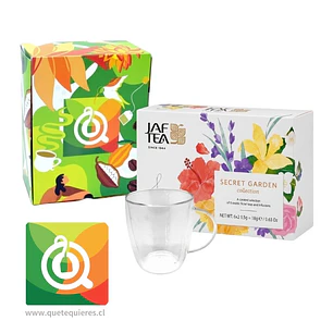 Pack Jaf Tea Secret Garden Collection + Tazón Doble Pared Glasso 470 ml con Caja Regalo QTQ