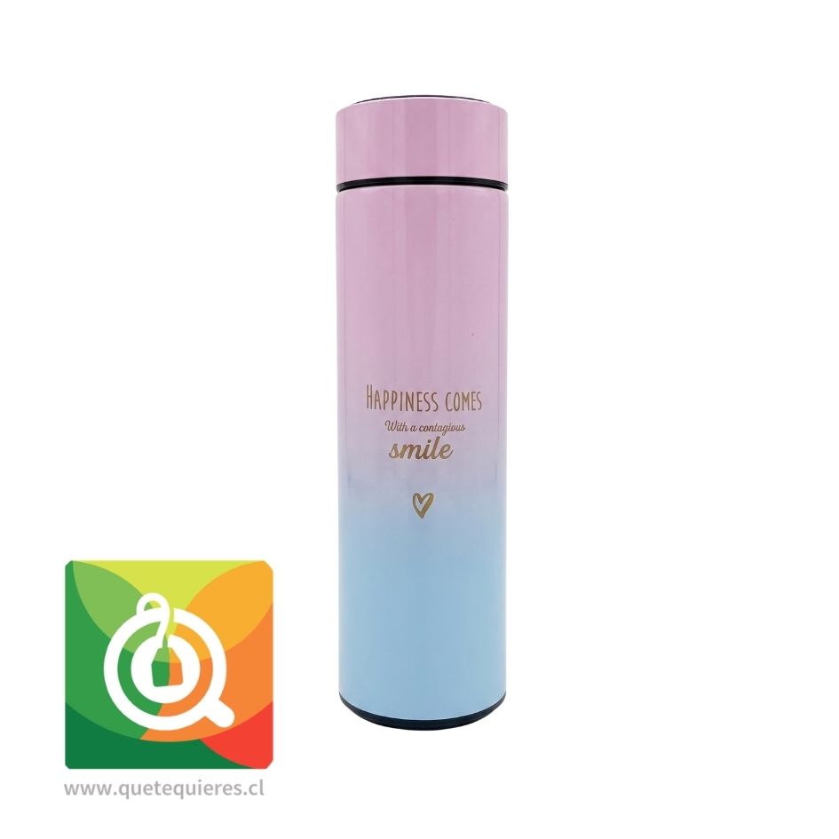 Termo Inteligente LED con Visor de Temperatura Tapa Rosada-Celeste 1