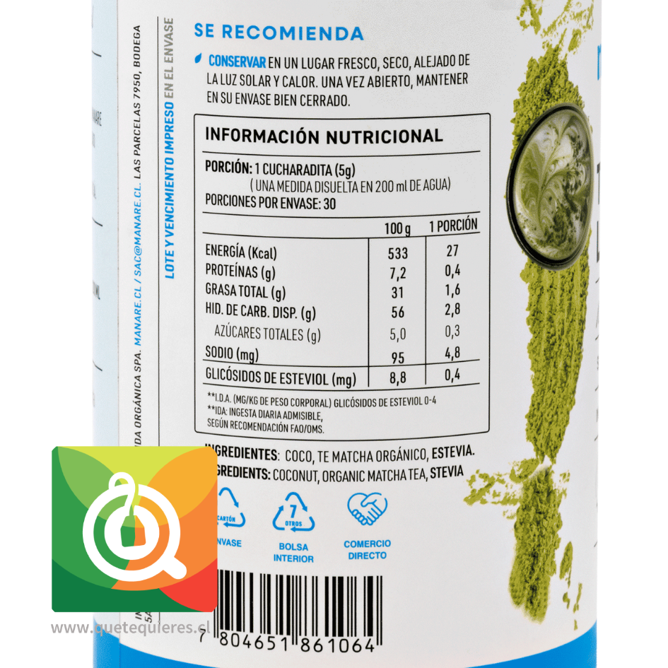 Manare Té Matcha Latte 150 gr 2