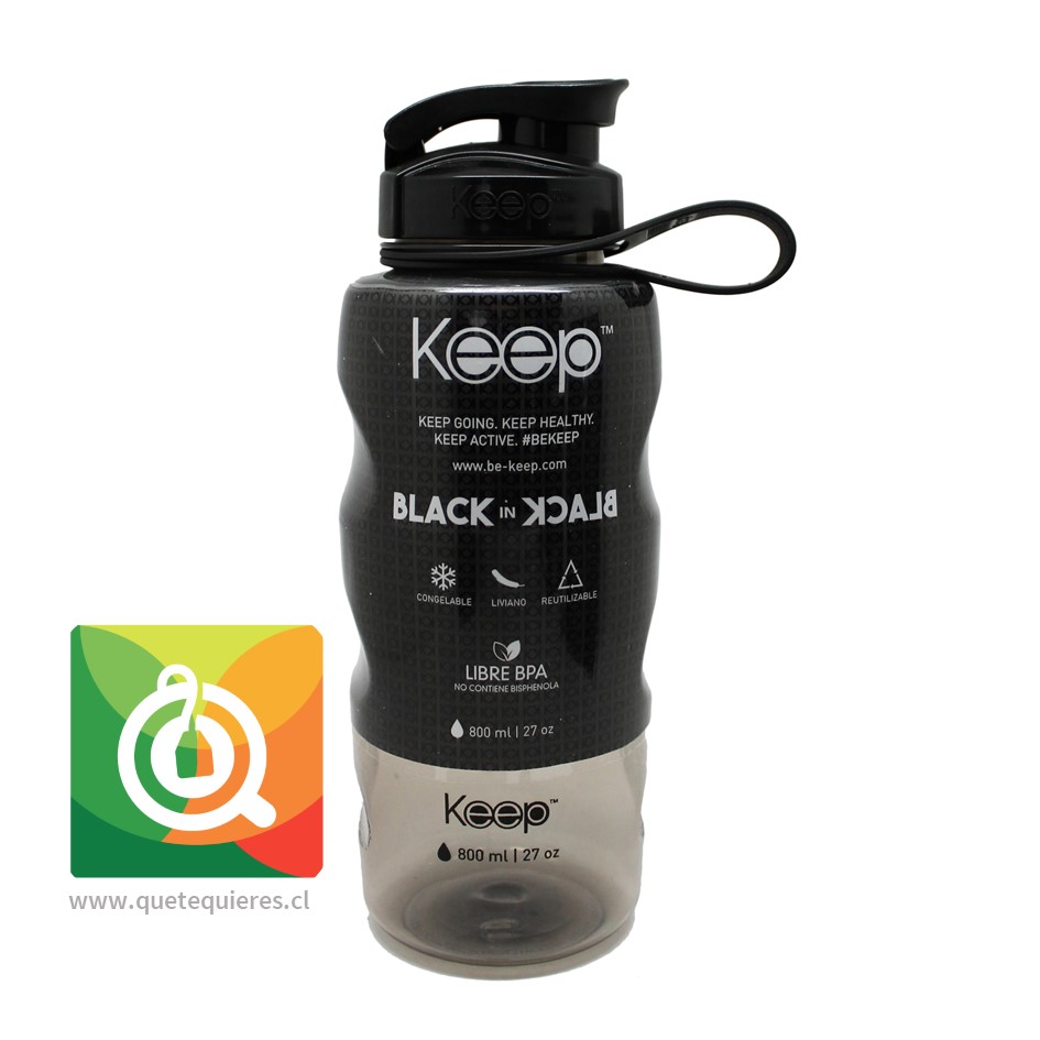 Keep Botella de agua Anatómica Black in Black 800 ml 