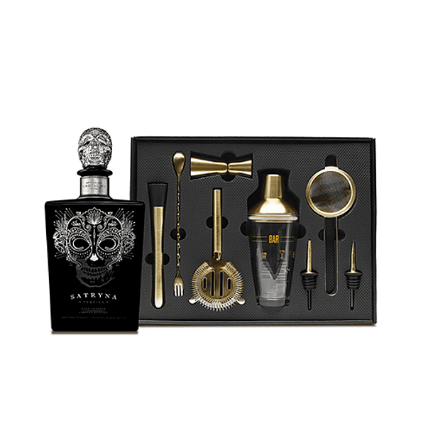 SATRYNA Cristalino Añejo Claro - Ultra-Premium Tequila vol. 38% - 70cl Gift Pack com os Utensílios de Bar! 1