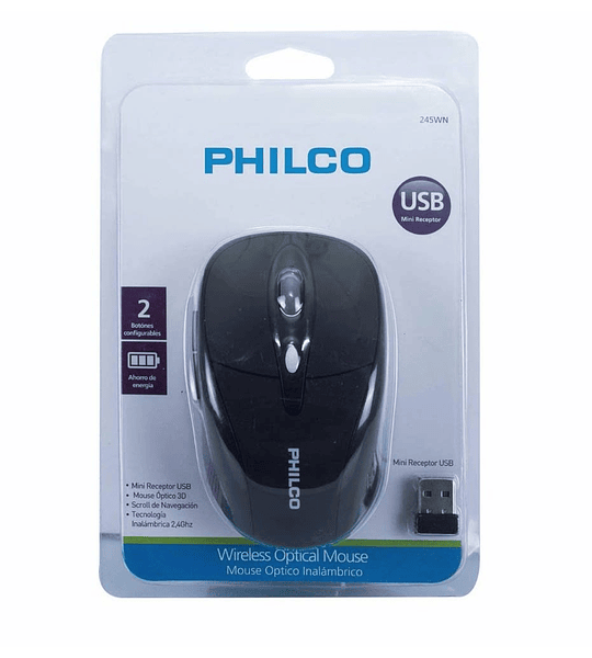 MOUSE WIREL PHILCO USB 210 BLACK 