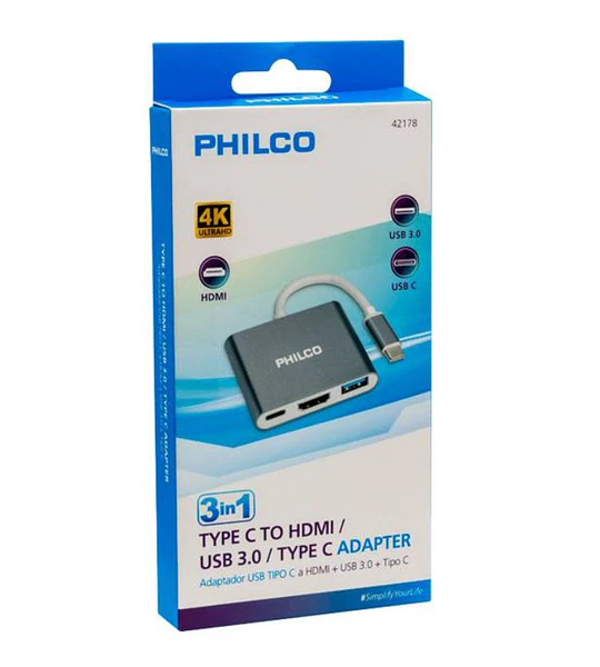 CABLE USB C/HDMI+USB3.0+C X3 PHILCO