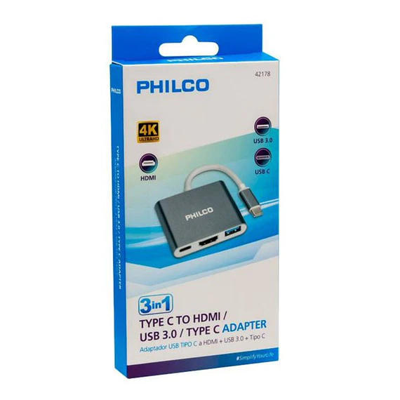 CABLE USB C/HDMI+USB3.0+C X3 PHILCO