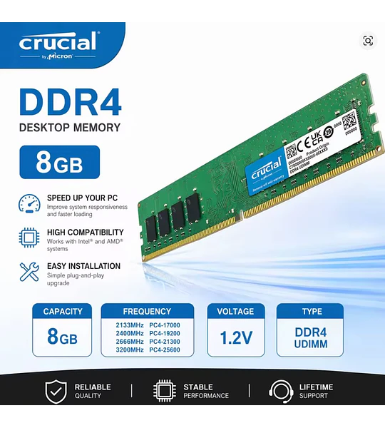 DIMM DDR4 8GB 3200 CRUCIAL