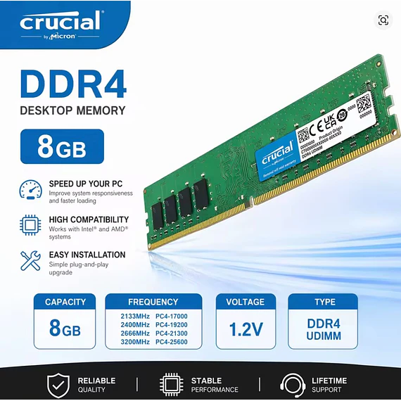 DIMM DDR4 8GB 3200 CRUCIAL
