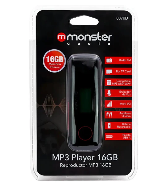 MP3 16GB MONSTER FM VOZ 3.5 TF RED