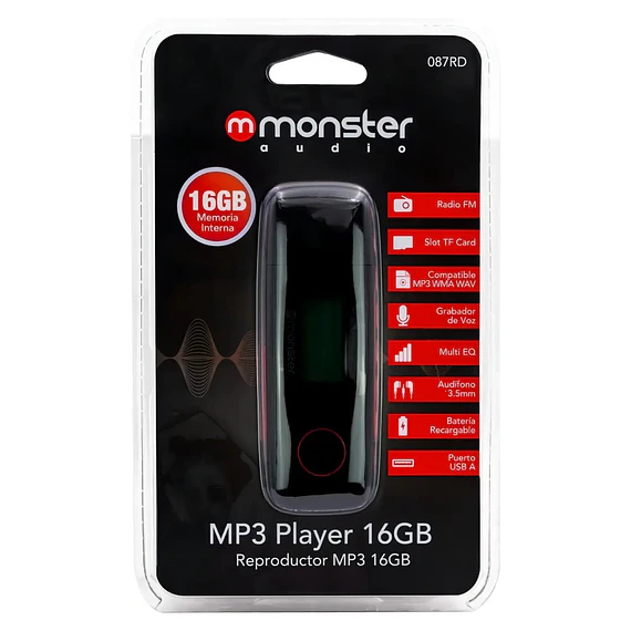 MP3 16GB MONSTER FM VOZ 3.5 TF RED