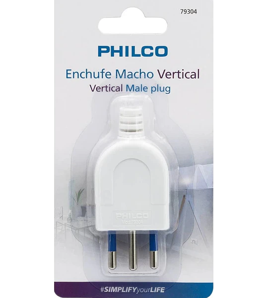 ENCHUFE MACHO 3P PHILCO BLANCO VERT