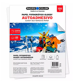 PAPEL FOTOG GLOSSY ADHES 20H 120G