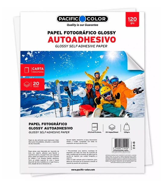 PAPEL FOTOG GLOSSY ADHES 20H 120G