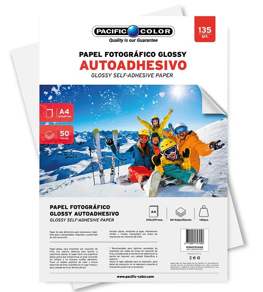 PAPEL FOTOG GLOSSY ADHES 50H 135G