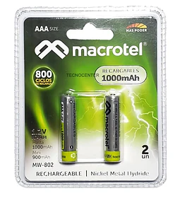 PILA REC AAA X2 1000MAH MAC PAC