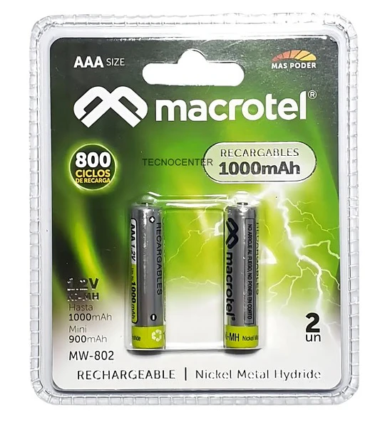 PILA REC AAA X2 1000MAH MAC PAC