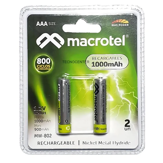 PILA REC AAA X2 1000MAH MAC PAC