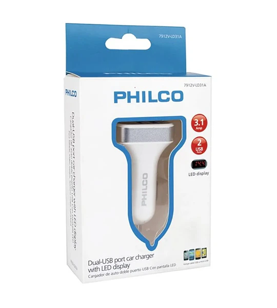 CARG CEL 12V USB A X2 PHILCO LED